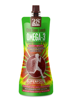 Ассорти Супер-ланчи 28SEEDS Чиа ОМЕГА-3 10 шт: Банан+Манго 5 шт, Банан+Вишня 5 шт, пп