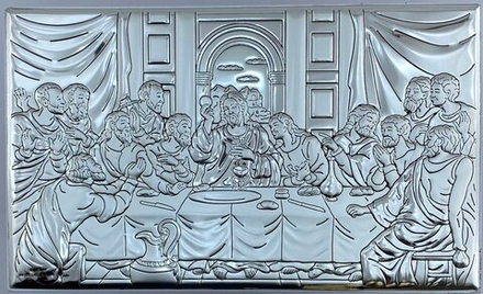 Тайная Вечеря, прямоугольная, белое дерево 90х150