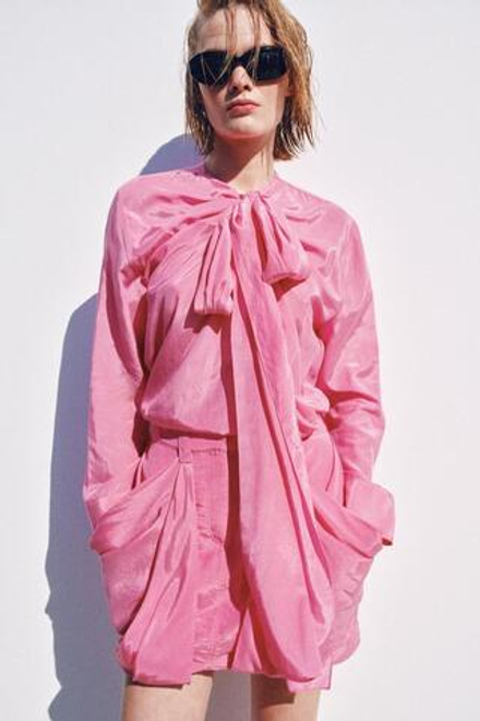 ZARA ЮБКА КАРГО МИНИ — ZW COLLECTION, ЯРКО-РОЗОВЫЙ