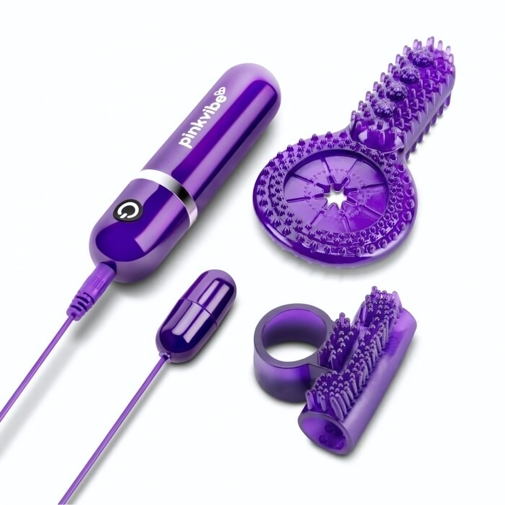 Набор из 2 фиолетовых эрекционных колец с вибрацией (Цвет: фиолетовый)