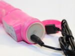 Перезаряжаемый розовый вибратор с ротацией - 22,5 см.