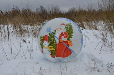 Сфера с росписью Дед Мороз и Снеговик, 1200мм