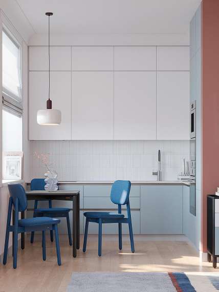 Стул с обивкой Saga, рогожка, синий