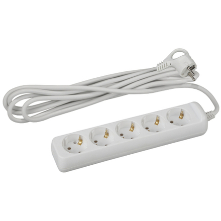 Удлинитель электрический ЭРА U-5e-3m-3x1 с заземлением 5 розеток 3м ПВС 3x1мм2 16А