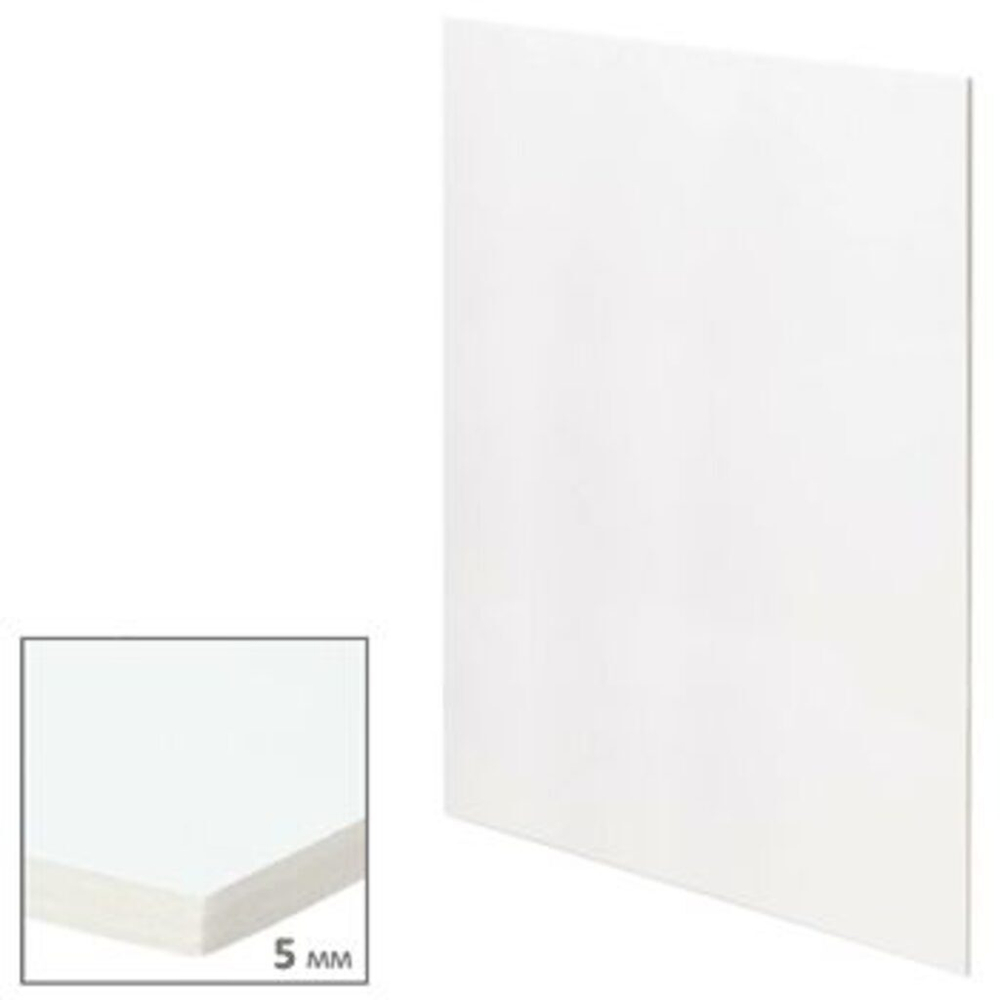 Пенокартон 50*70см , 5мм, плотность 370 г/м2, матовый белый