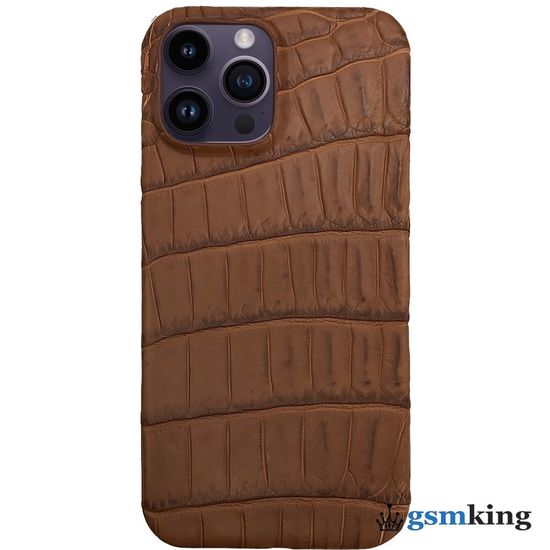 Leather Case for iPhone 14 Pro Max Croco Brown (Коричневый крокодил)