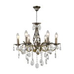 Люстра подвесная 6x40Вт E14, металл/хрусталь, античная бронза/прозрачный
