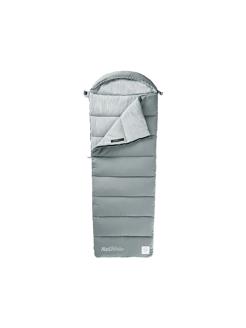 Мешок спальный Naturehike Envelope M400, (190+30)х80 см, (правый) (ТК: +1C), серый