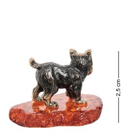 AM-1268 Фигурка «Рысь» (латунь, янтарь)
