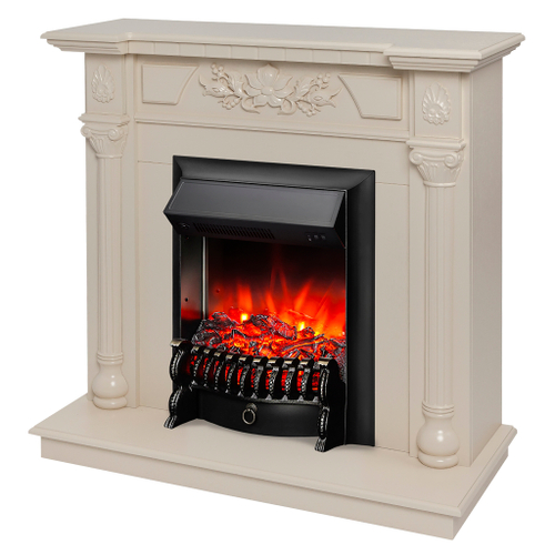 Каминокомплект Real Flame Dacota WT с очагом Fobos Lux Black (без пульта)
