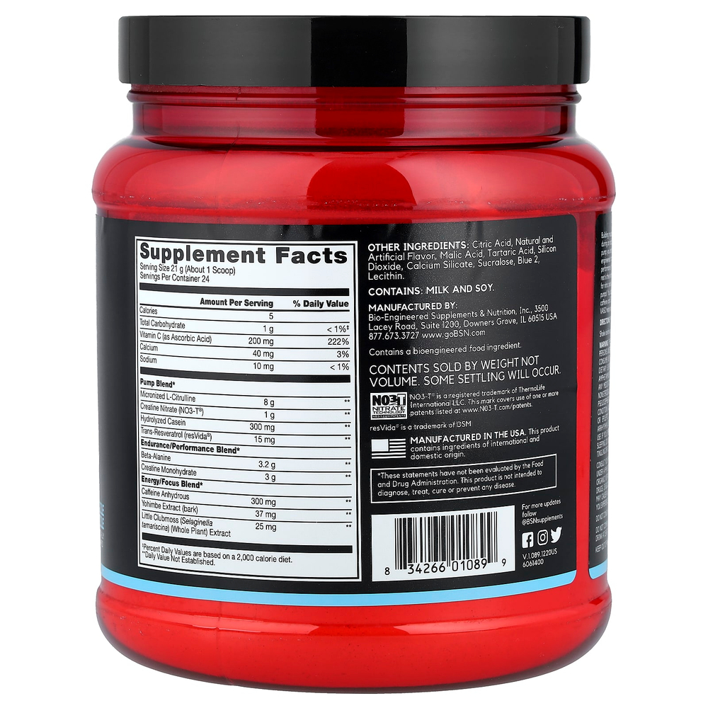 BSN, No-Xplode® VASO, предтренировочный комплекс для прокачки мышц, Razzle Dazzle, 504 г (1,11 фунта)