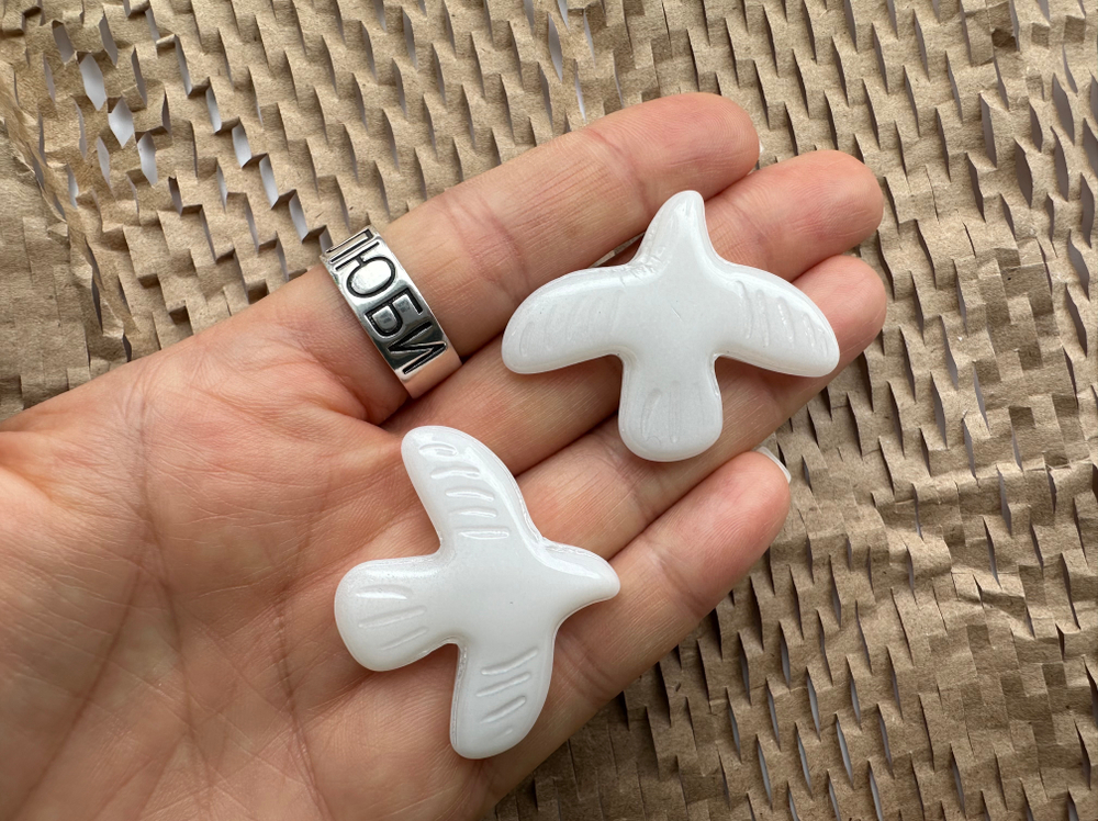 Бусина Птица 40мм, стекло