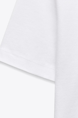 ZARA УКОРОЧЕННАЯ ФУТБОЛКА ИЗ ЭЛАСТИЧНОЙ ТКАНИ, БЕЛЫЙ