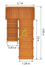 Деревянная зимняя горка Snow Fox, скат 4 м