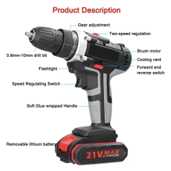 дрель шуруповерт аккумуляторная,2 батареи,шуруповерт дрель аккумуляторный 1300 мАч