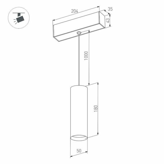 Трековый светодиодный светильник для магнитного шинопровода Arlight Mag-Spot-Hang-45-R50-7W Warm3000 027007