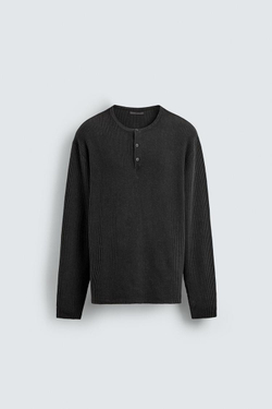 ZARA СВИТЕР С РЕЛЬЕФНОЙ ТКАНЬЮ И ОТЛОЖНЫМ ВОРОТНИКОМ, ЧЕРНЫЙ