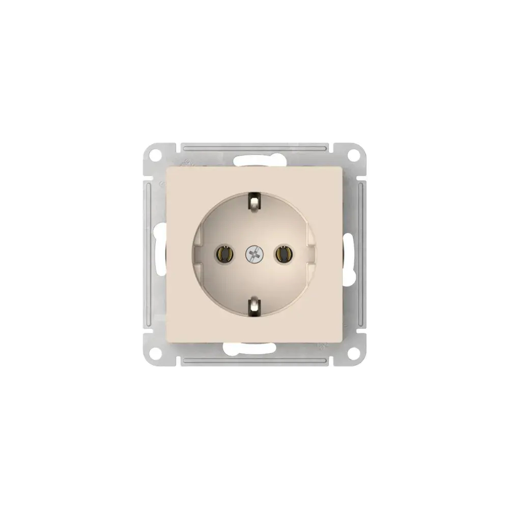 Atlas Design розетка с заземлением без шторок, 16А, мех., быстрозажим. клем., Бежевый