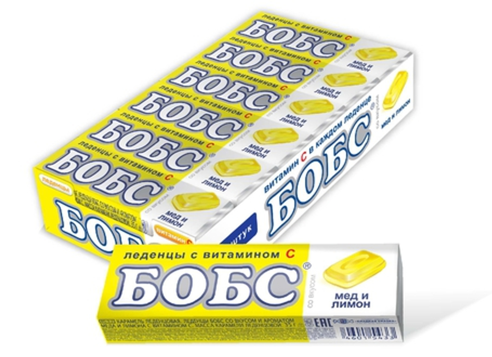 Леденцы БОБС медово-лимонные с витамином С 35гр*12шт (24бл)  BS-3-2