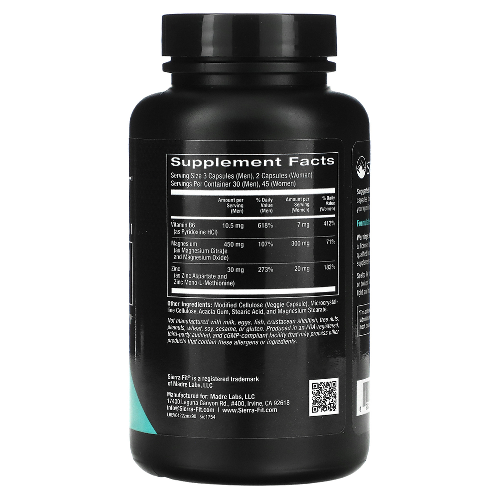Sierra Fit, цинк, магний и витамин B6, 90 растительных капсул