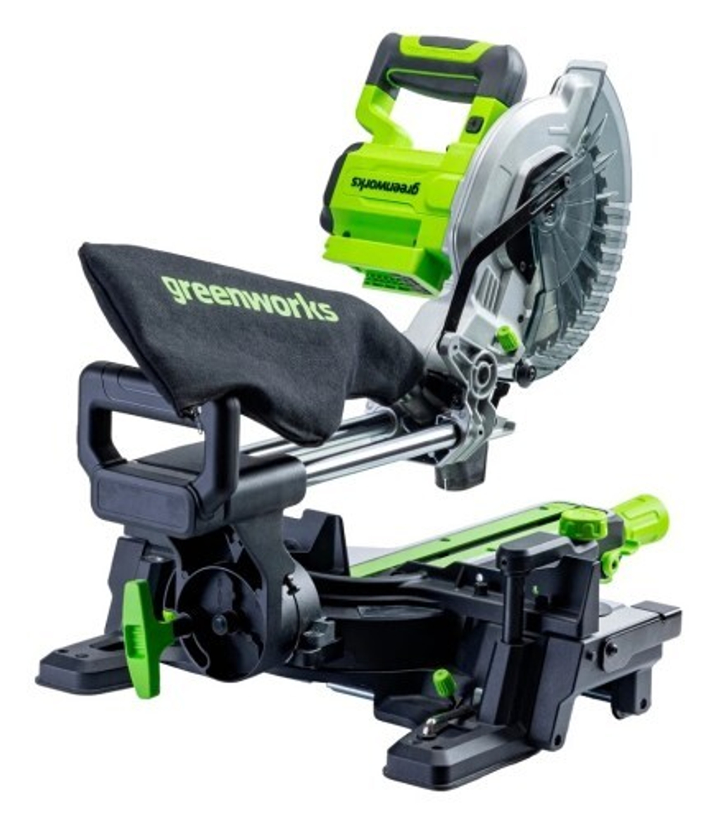 Пила торцовочная аккумуляторная GREENWORKS GD24MS216 24V, б/щ, 4800 об/мин, АКБ 4Ач и ЗУ 1501707UB