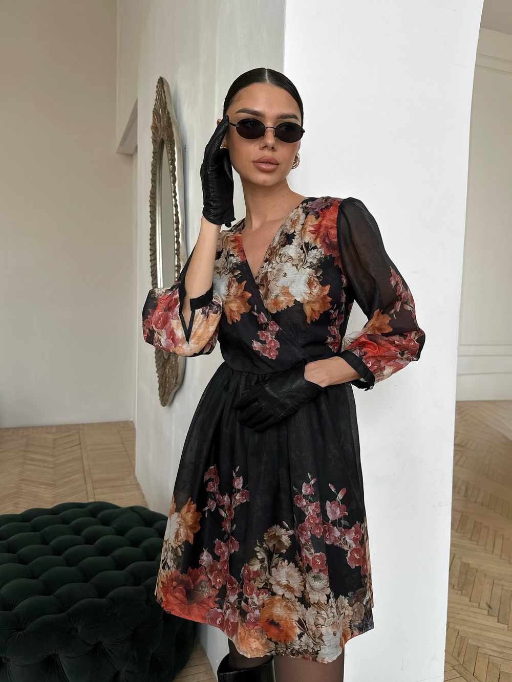 Платье воздушное с цветочным принтом