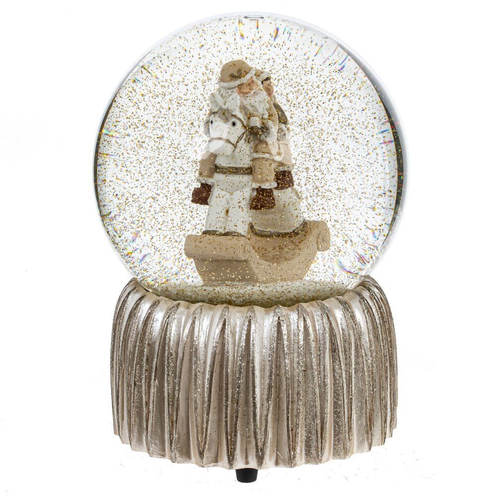 GAEM Фигурка декор в стекл шаре "Дед Мороз на лошадке" (муз с ключ), D 9 см, L9,5 W9,5 H14 см