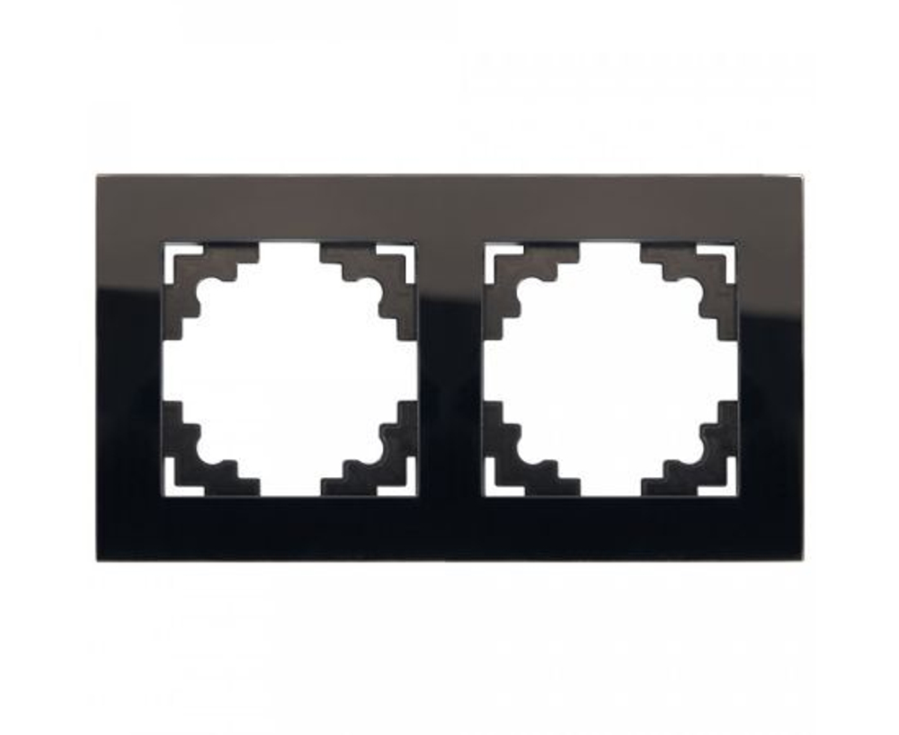 Рамка 2-местная, СТЕКЛО ГЛЯНЕЦ, серия Катрин, GFR00-7002-05, черный, STEKKER 39519