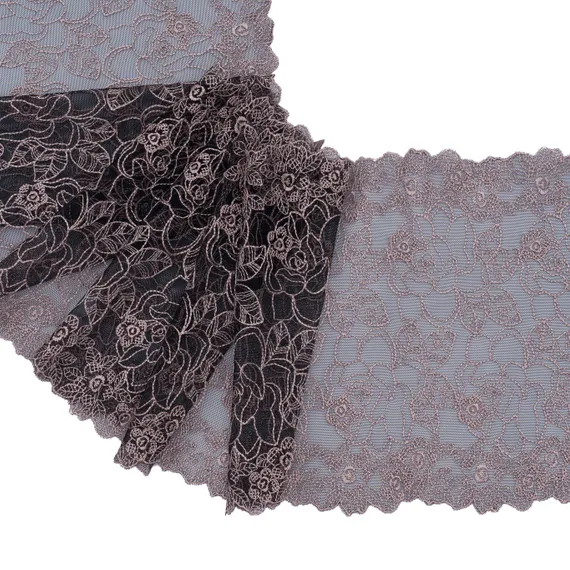 Вышивка на сетке чёрная/сер.пион 20 см