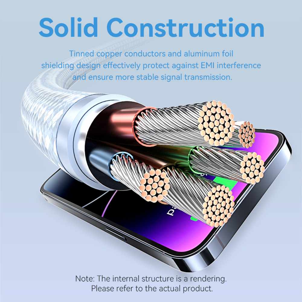 USB 2.0 Type-C Male to Lightning Male 3A Cable 1M Black Aluminum Alloy Type