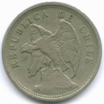 20 сентаво 1925 год. Чили. Медно-никель, диаметр 22.5 мм. VF