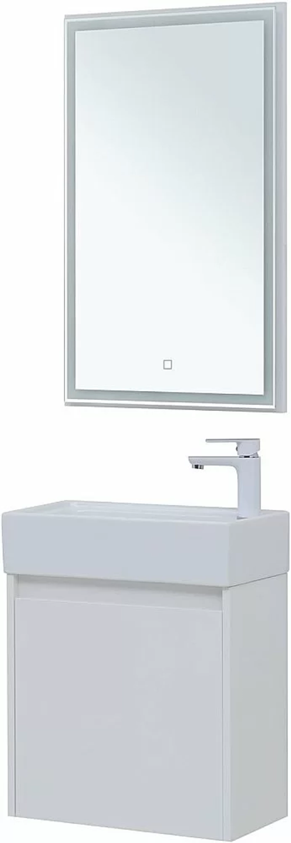 Тумба с раковиной Aquanet Nova Lite 50 с зеркалом, белый глянец