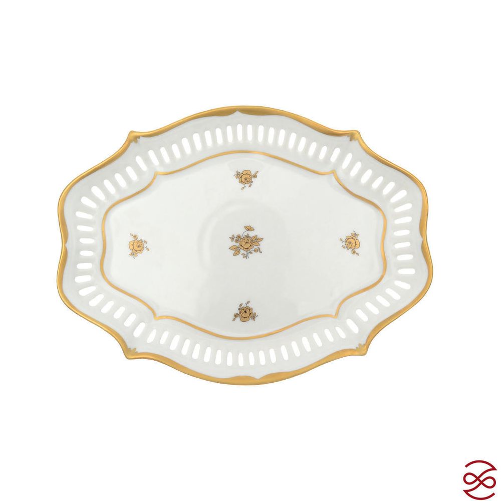 Фруктовница на ножке Queen's Crown Золотая роза 27 см