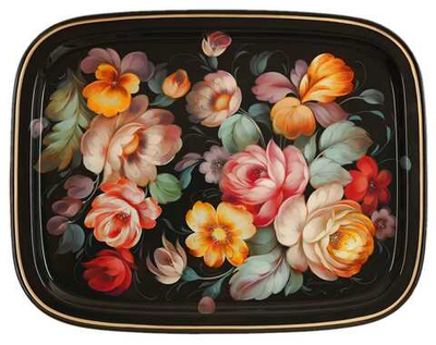 Жостовский поднос декоративный, размер 45х35 см (A19), металлический