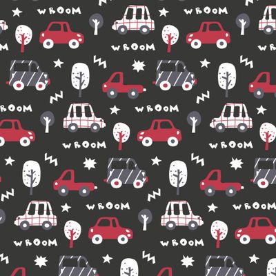 Buy kids fabric hand drawn cars black