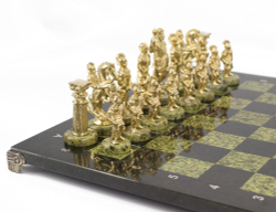 Шахматы "Римляне" доска змеевик 440х440 ммАртикул:  R7805