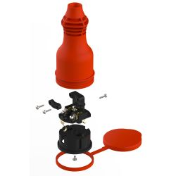 Розетка ЭРА RX11-R-IP44 каучуковая c заземлением 16А IP44 прямая красная | Штепсельные вилки и розетки