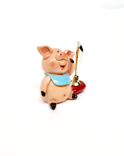 Сувенир держатель д/ручек "Поросёнок-лялька",полистоун лак 8х8,8х5,6 см