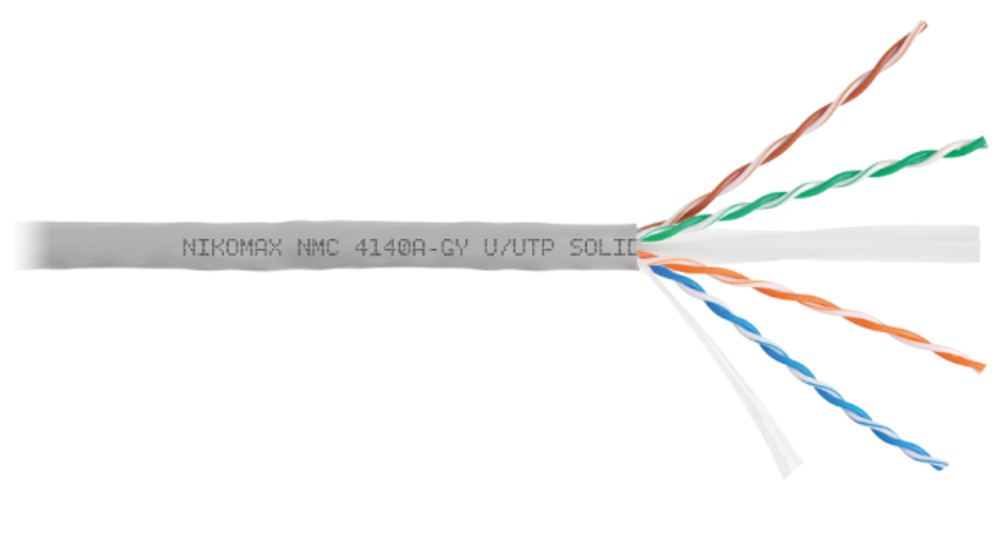 Кабель витая пара U/UTP 6 кат. 4 пары NikoMax NMC 4140A-GY