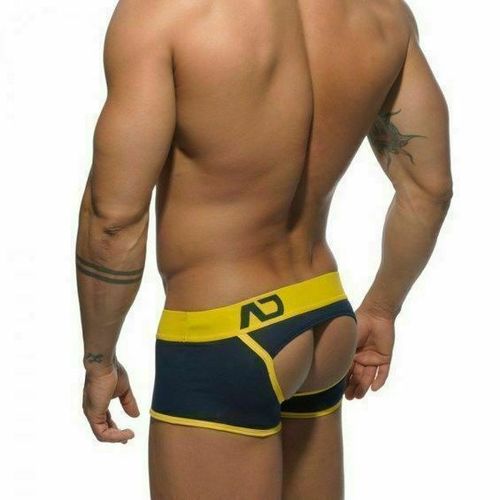Мужские трусы джоки боксеры темно-синие с желтой резинкой Seobean Addicted