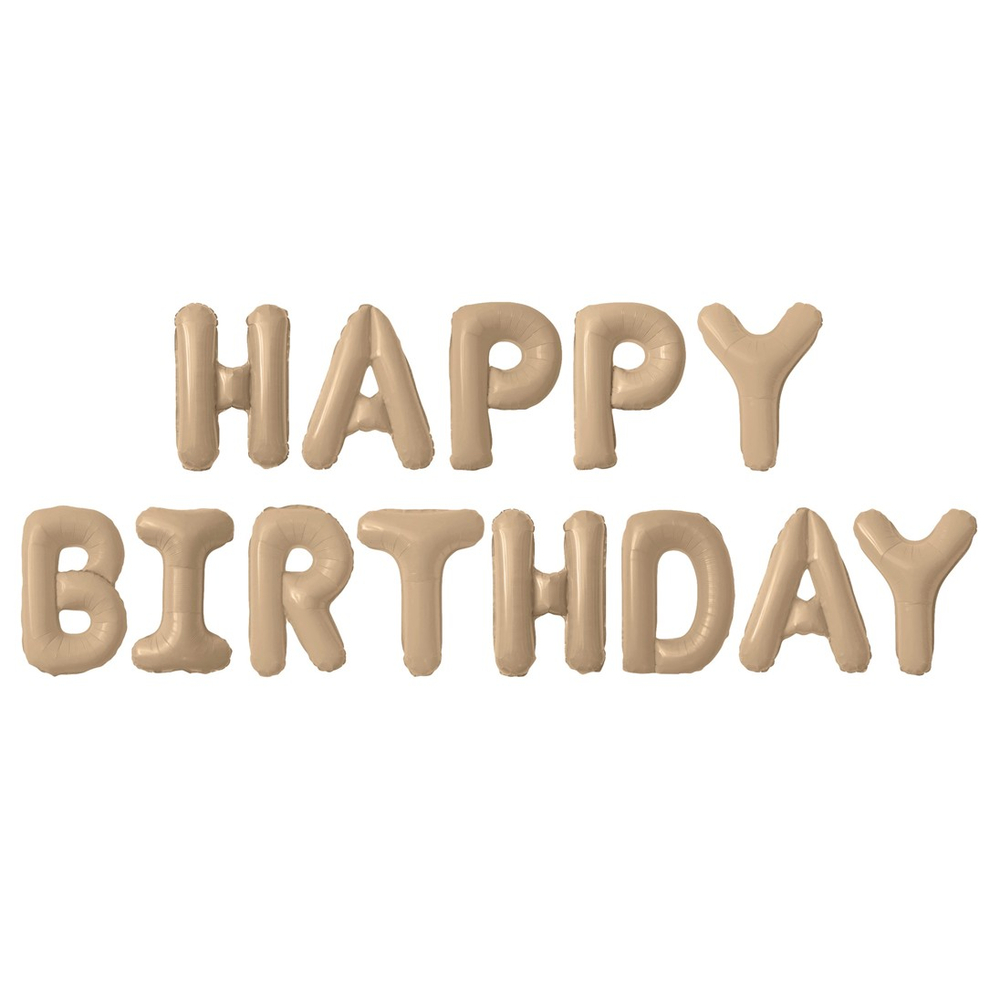 Набор шаров-букв «Happy Birthday» в бежевом цвете