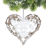 Подвеска "Сказочное сердце" 12 см, Белый/Золотой блеск (Серпантин)