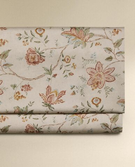 Zara Home - Простыня из атласа с цветочным рисунком (300 нитей), экрю, 160x280 см