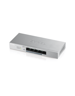 Smart L2 коммутатор PoE+ Zyxel GS1200-5HP v2, 5xGE (4xPoE+), настольный, бесшумный, с поддержкой VLAN, IGMP, QoS и Link Aggregation, бюджет PoE 60 Вт