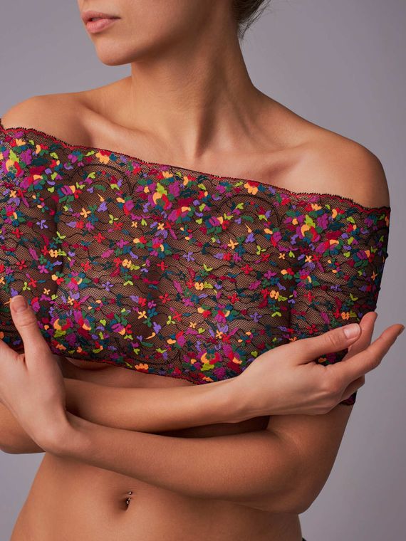 03-281 ОПТ Кружево эластичное 22 см, черный/мультиколор