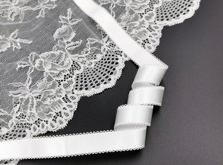 Бретелечная резинка, Lauma, 20 мм, белая, с фестонами, (Арт: BR642/20-001), м