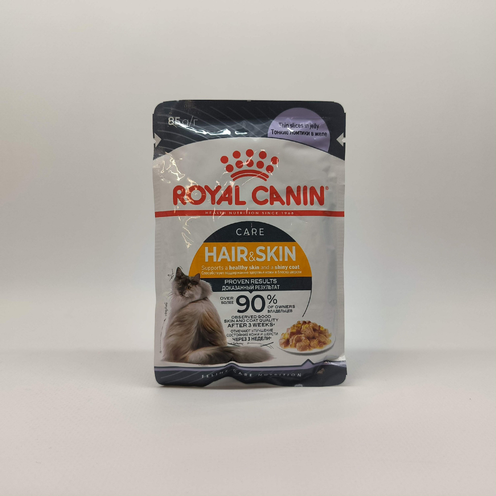 Тонкие ломтики в желе, 85г Hair & Skin для здоровья кожи и блеска шерсти Royal Canin