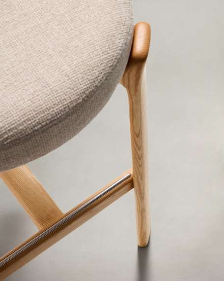 Барный стул Granite 75 см, бежевый шенилл, массив ясеня в натуральном цвете