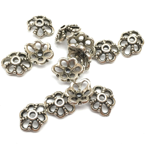 Шапочки для бусин "Морские" 10х8 мм (10 шт), под серебро