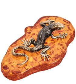 Народные промыслы AM-1369 Фигурка «Саламандра» (латунь, янтарь)
